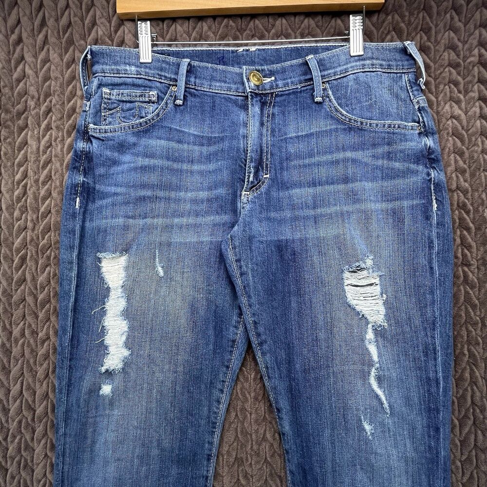 True Religion Audrey Slim Jeans Size 28 Blue Stretch Denim Boyfriend Distresed